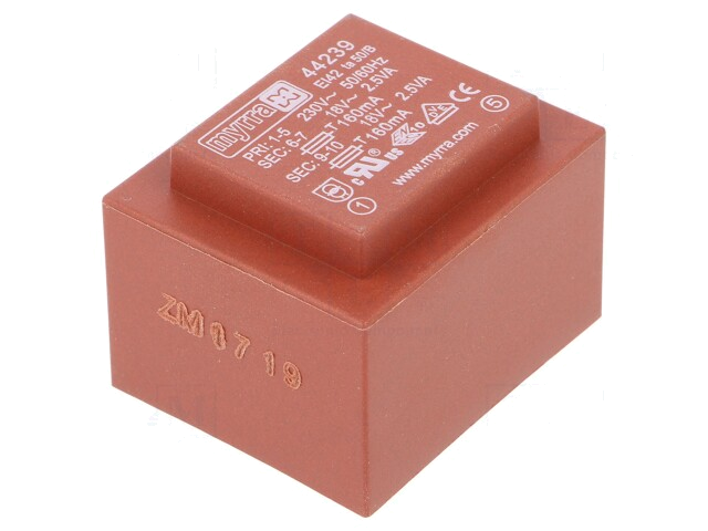 Transformator: ingegoten; 5VA; 230VAC; 18V; 18V; 139mA; 139mA; PCB Transformator: ingegoten; 5VA; 230VAC; 18V; 18V; 139mA; 139mA; PCB